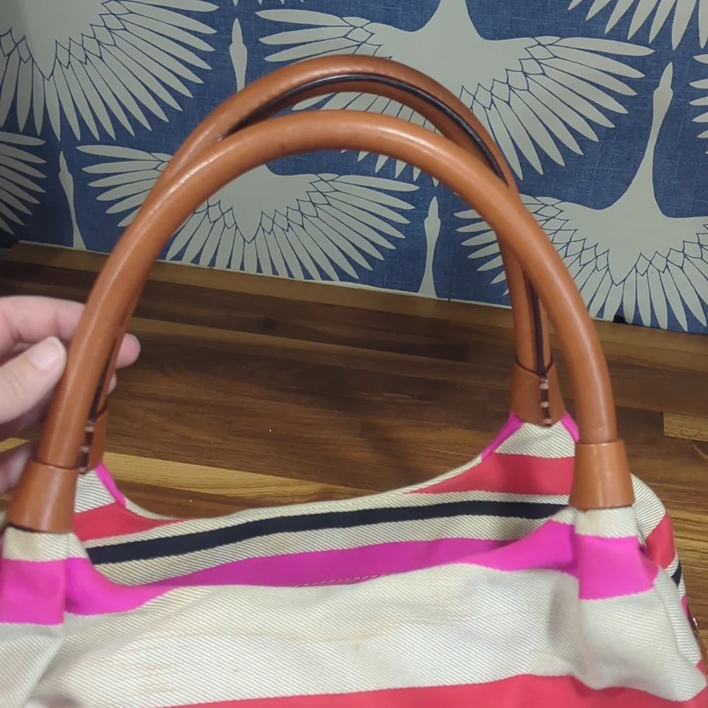 Kate Spade Stevie Oak Island Large Canvas Striped Bag